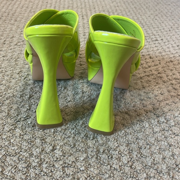 Neon Lime Green Block Heels - Picture 3 of 3